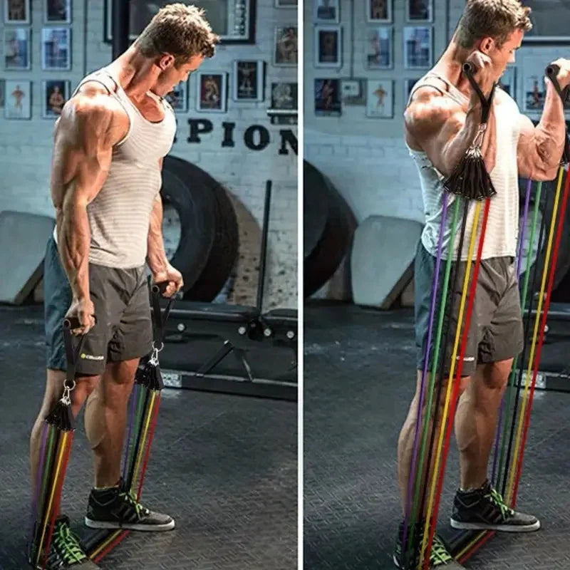 Complete 11-Piece TPE Resistance Bands Set with Door Anchor, Handles, Ankle Straps, and Carry Bag for Ultimate Home Workouts