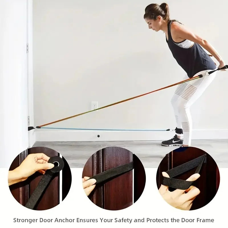 Complete 11-Piece TPE Resistance Bands Set with Door Anchor, Handles, Ankle Straps, and Carry Bag for Ultimate Home Workouts